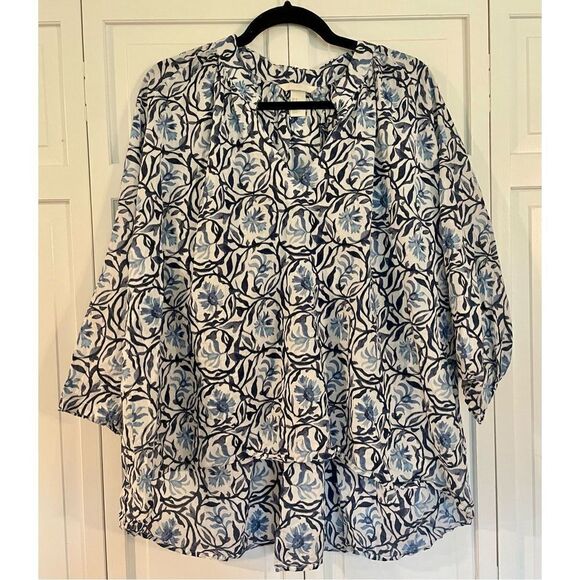 H&M blue floral tunic blouse size 12 - Picture 2 of 8